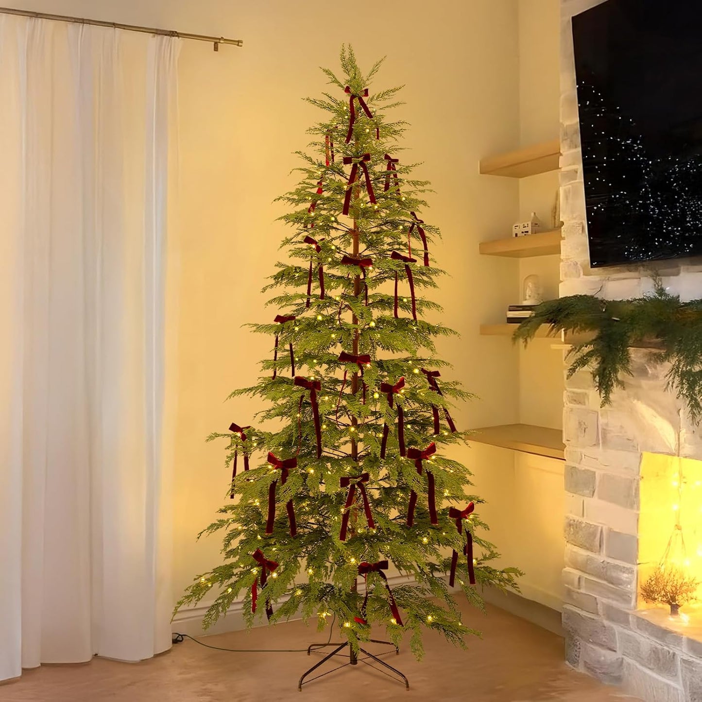 Christmas Decorations - 7.5 Ft Pre-Lit Twinkle Christmas Cypress Tree