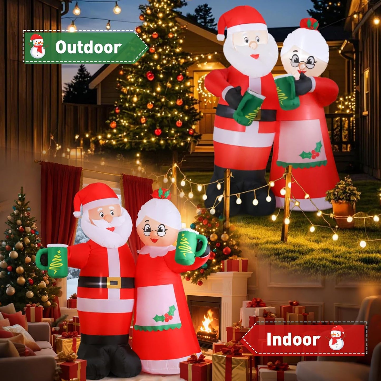 7FT Animated Christmas Inflatables Santa Claus Outdoor Decorations, Cheers Santa Inflatable Christmas Decorations with Built-In Leds, Christmas Blow up Yard Decorations for Garden Lawn Outdoor