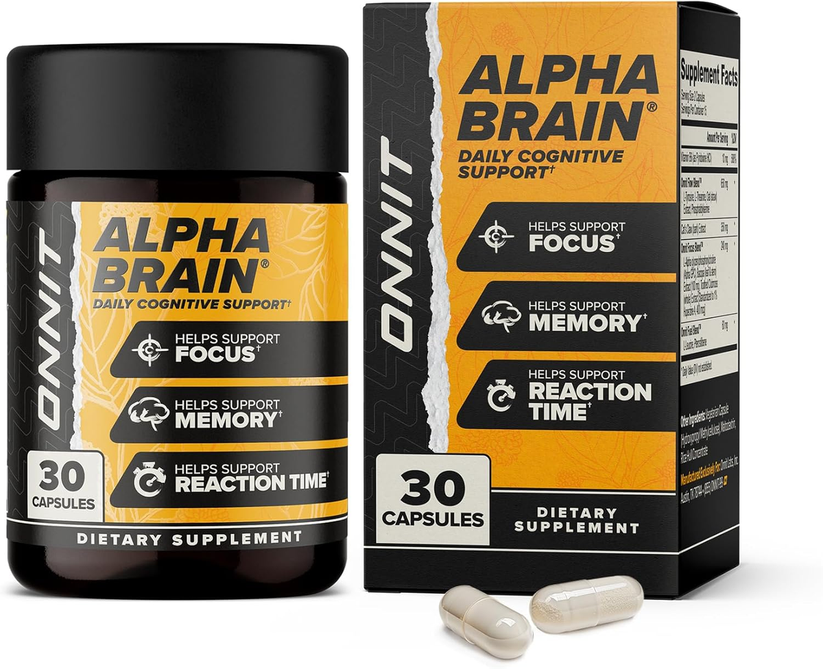 Alpha Brain Nootropic Brain Supplement for Focus & Memory, 30 Count | IGEN Non-Gmo Tested; L-Theanine, Alpha GPC & Vitamin B6; Brain Supplement for Memory, Focus & Mental Clarity, Men & Women