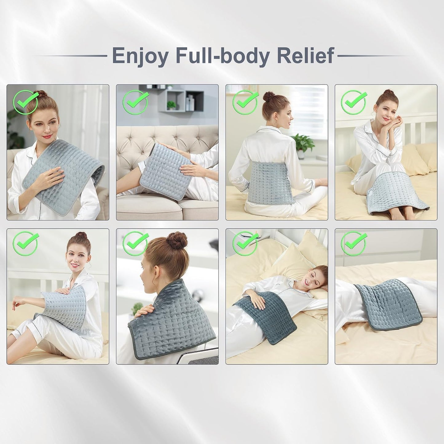 Heating Pad,Electric Heating Pads,Heating Pad for Back,Silvergray,24X12In