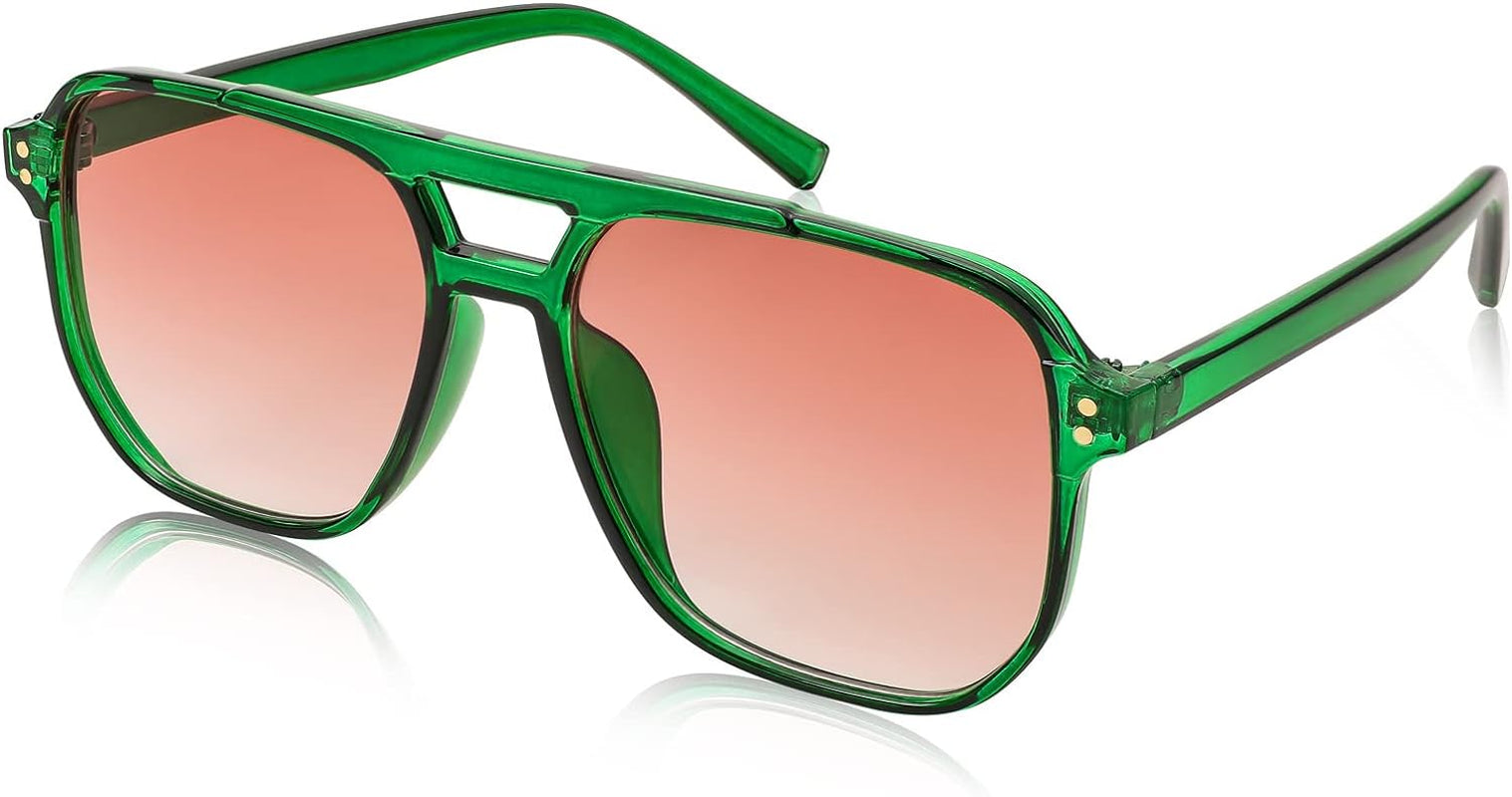 Retro Square Aviator Sunglasses Women Men 70S Vintage Trendy 