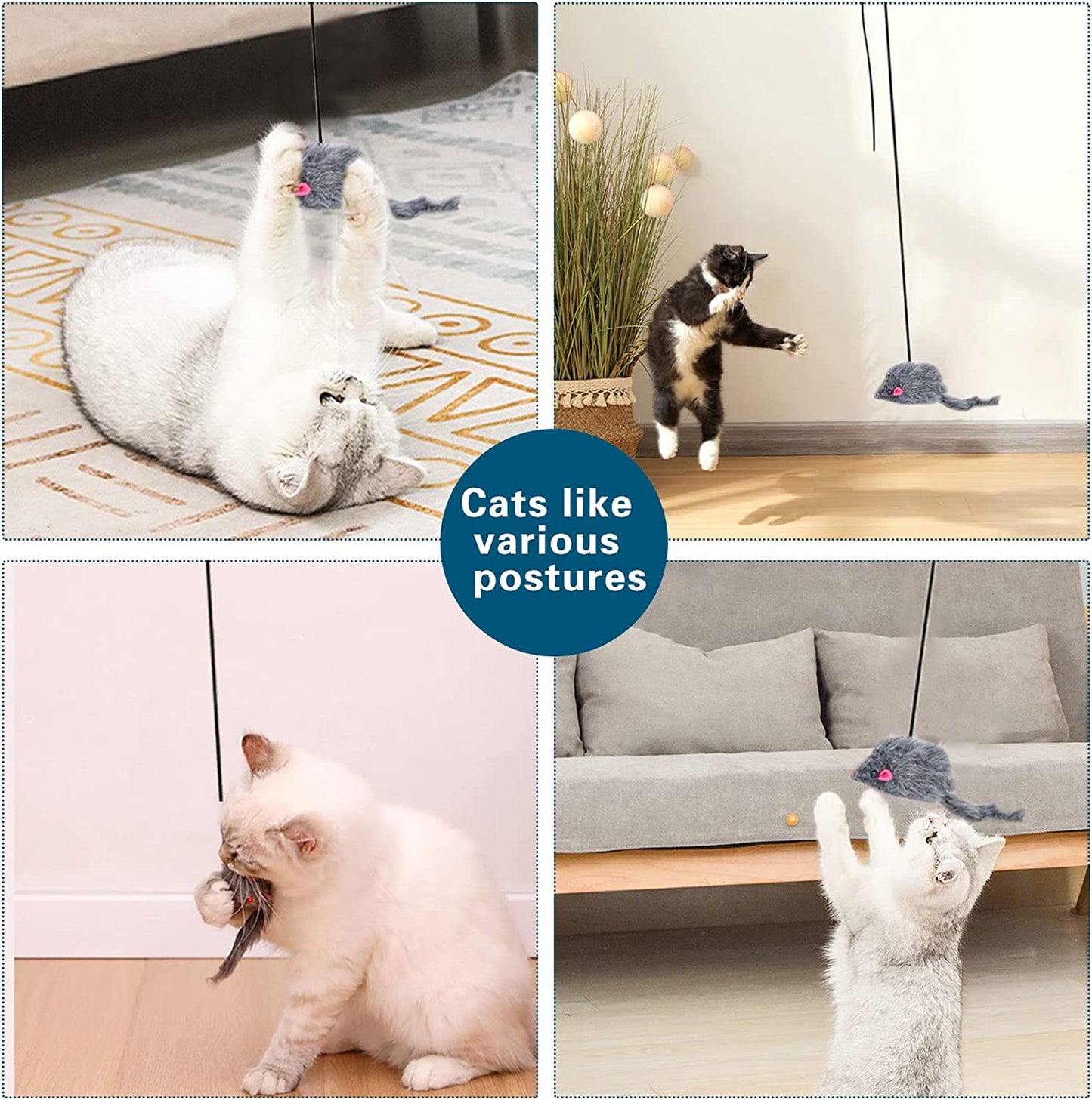 Interactive Cat Feather Toys,Retractable Cat Teaser Toy ,Hanging Interactive Cat Toys for Indoor Cats Kitten Play Chase Exercise, Kitten Fun Mental Physical Exercise Kitten Toys (1 Pack)