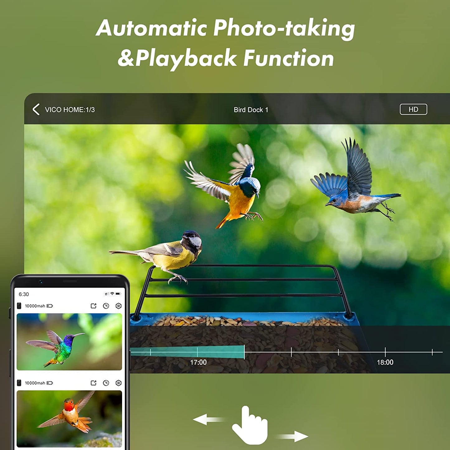 Smart Bird Feeder with Camera,Bird Feeder Camera Auto Capture Birds and Notify,Ip65 Rainproof 1080P HD Full Color Night Vision Bird House Camera,Free 32G SD Card, Ideal Gift for Family