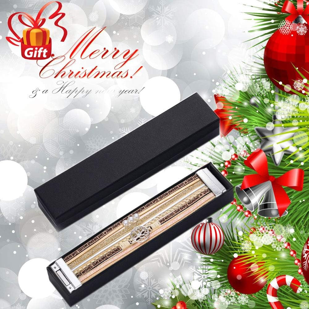 Inspirational Tree of Life Leather Bracelets for Women,Birthday Christmas Jewelry Gifts for Teens Girls