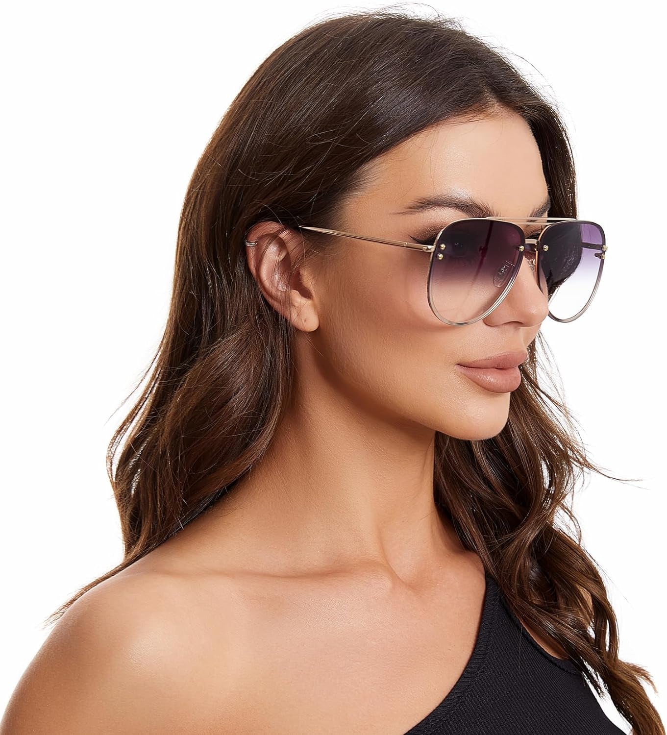 Premium Rimless Oversized Aviator Sunglasses for Women  display picture 2
