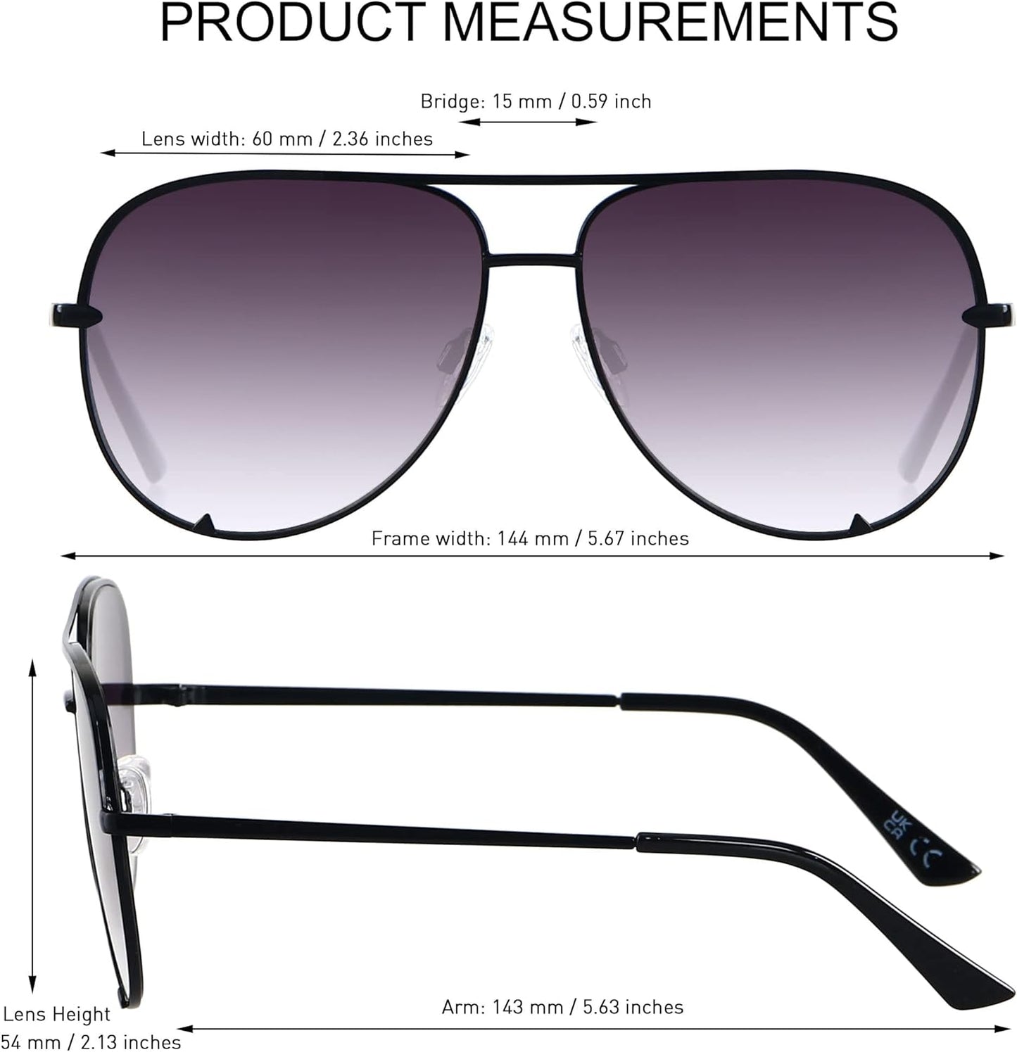 Oversized Aviator Sunglasses for Women Men Big Large UV Protection Fashion Sun Glasses