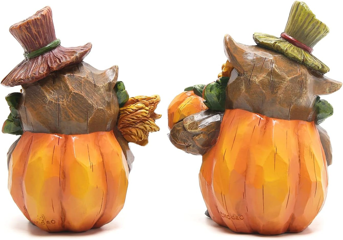 Hodao Fall Thanksgiving Pumpkin Owl Table Decorations for Home, Resin Owl Give Thanks Fall Centerpieces for Tables-Thanksgiving Pumpkin Owl Gifts