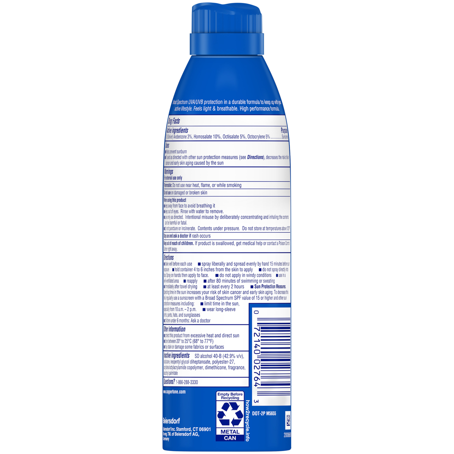 Coppertone Sport Sunscreen Spray, SPF 50 Spray Sunscreen, 5.5 Oz