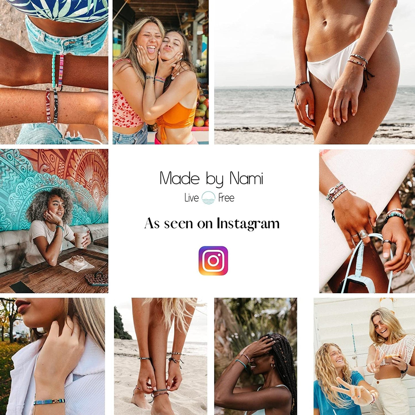 Surfer Necklace with Beads ⢠Boho Choker Necklace Chain ⢠Women & Girls ⢠Handmade Beach Summer Jewelry ⢠Goa Hippie Oriental Necklace ⢠Adjustable & Waterproof (Turquoise Beads)