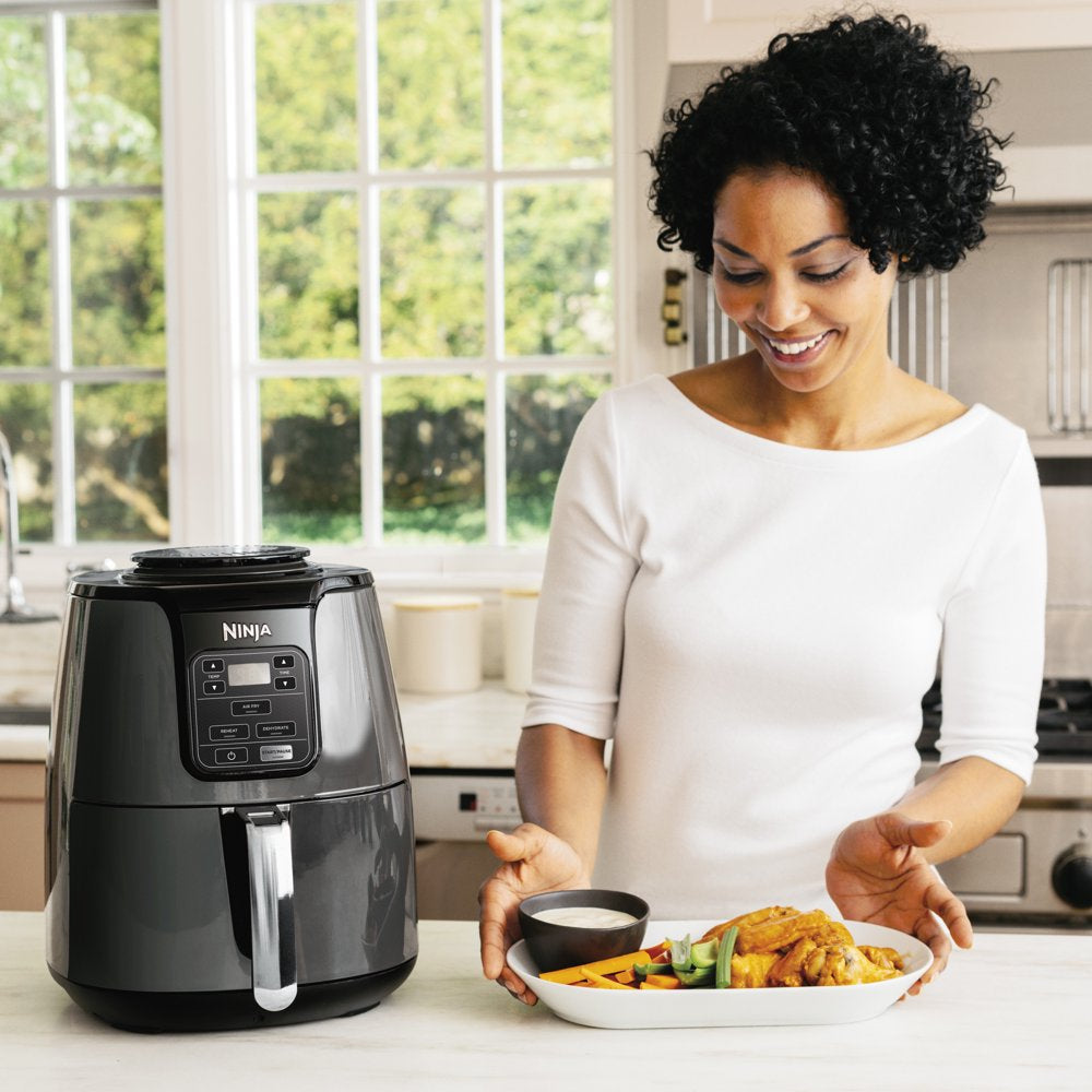 Ninja 4 Quart Air Fryer with Reheat & Dehydrate, Black, Silver, AF100WM