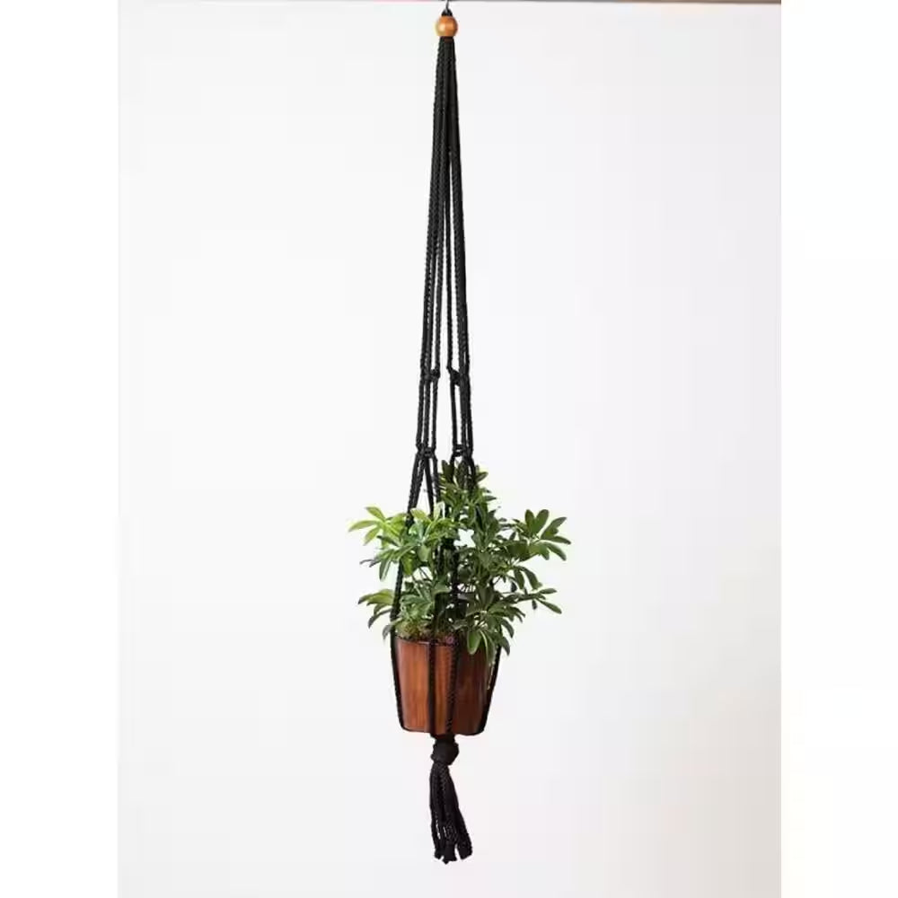 36 In. Polypropylene Black Macrame Plant Hangers (2-Pack)