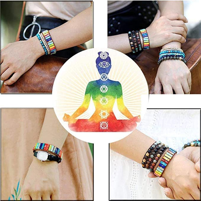 Spiritual Bracelets for Women with Hippie Stones Leather Wrap Healing Bead Bracelet Women Men