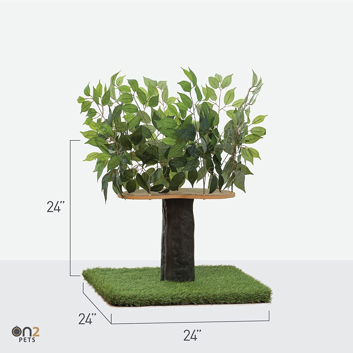 On2 Pets 2-Ft Cat Tree with Leaves Made in USA, Cat House & Cat Activity Tree for Indoor Cats