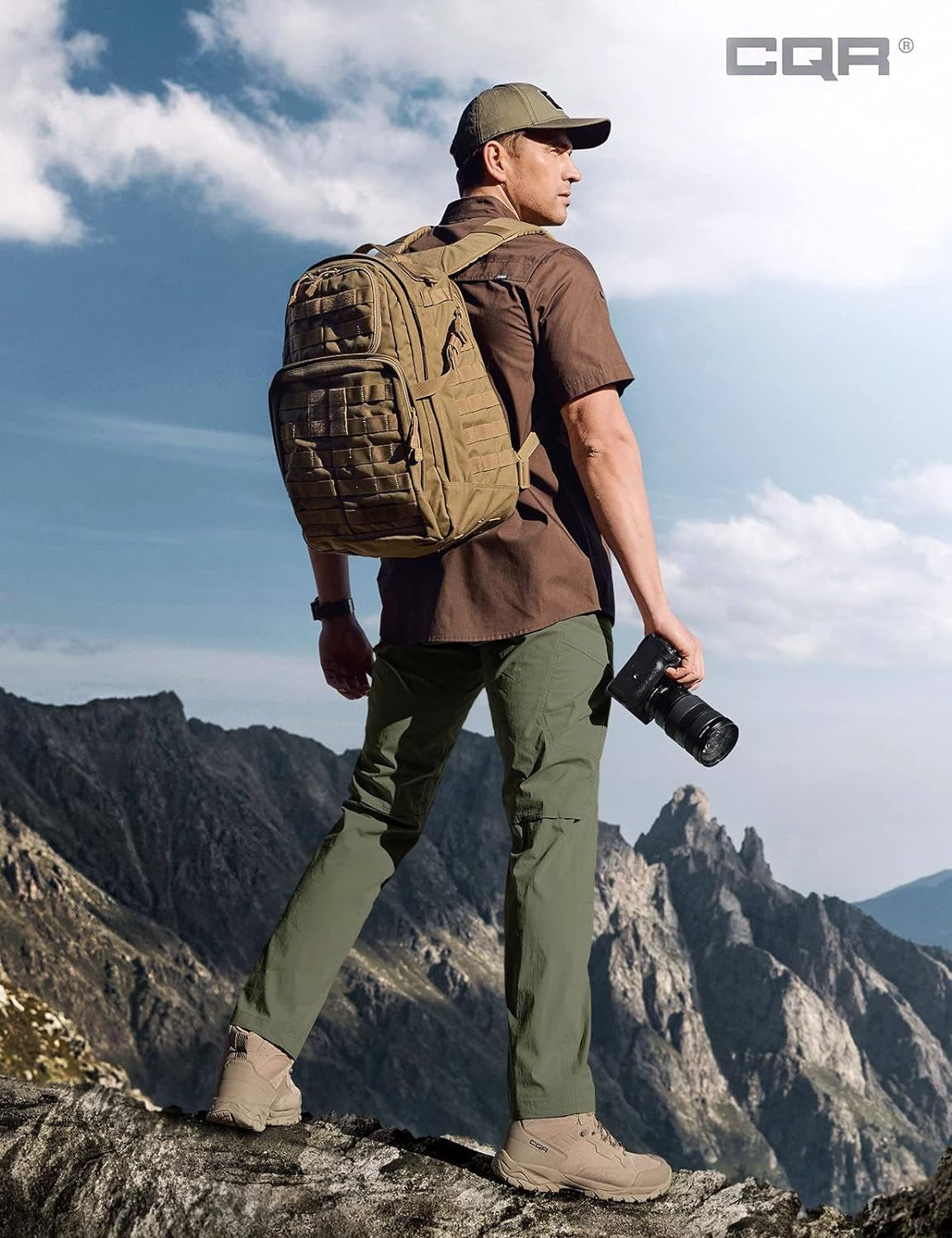 Men's Quick Dry Tactical Pants, Water Resistant Outdoor Pants, Lightweight Stretch Cargo/Straight Work Hiking Pants