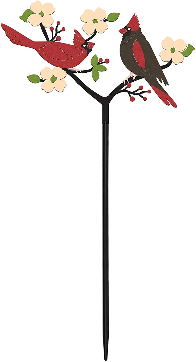 Cardinal Decor Christmas Red Cardinals Yard Sign Stake Metal Bird Decorative Garden Stakes, Lawn Outdoor Decorations for Front Backyard, Spring Birthday Remembrance Gift for Mom Women Friends Family