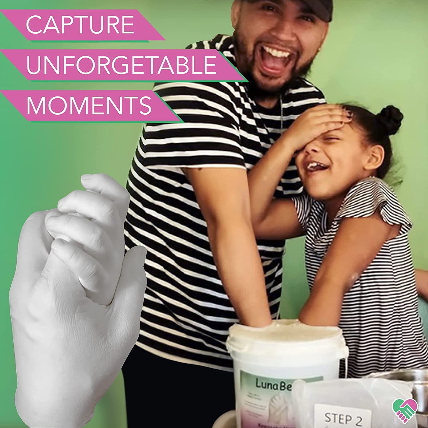 Luna Bean Keepsake Hands Casting Kit | DIY Plaster Statue Casting Kit | Hand Holding Craft for Couples, Adult & Child, Wedding, Friends, Anniversary
