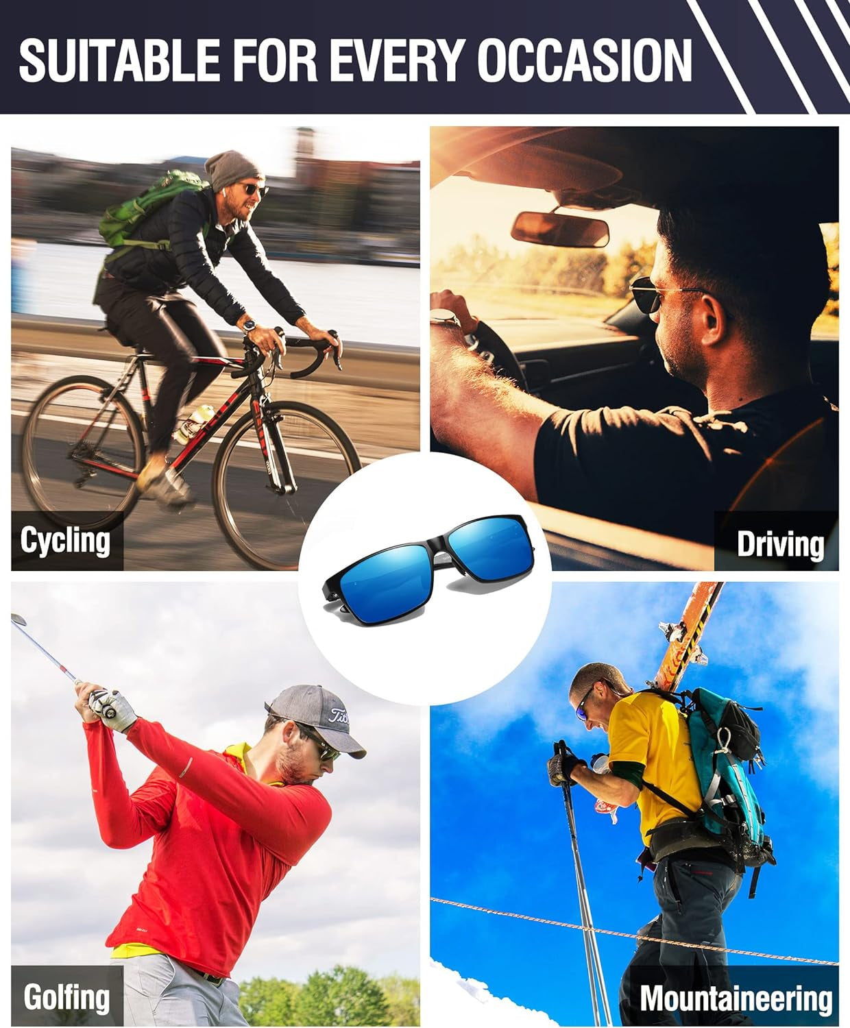 Men'S Luxury Carbon Fiber Temple Polarized Sunglasses for Men Sports UV400 DC8206