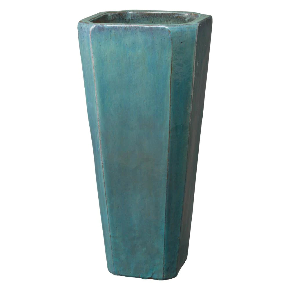 15-In X 35-In Ceramic Planter with Drainage Holes