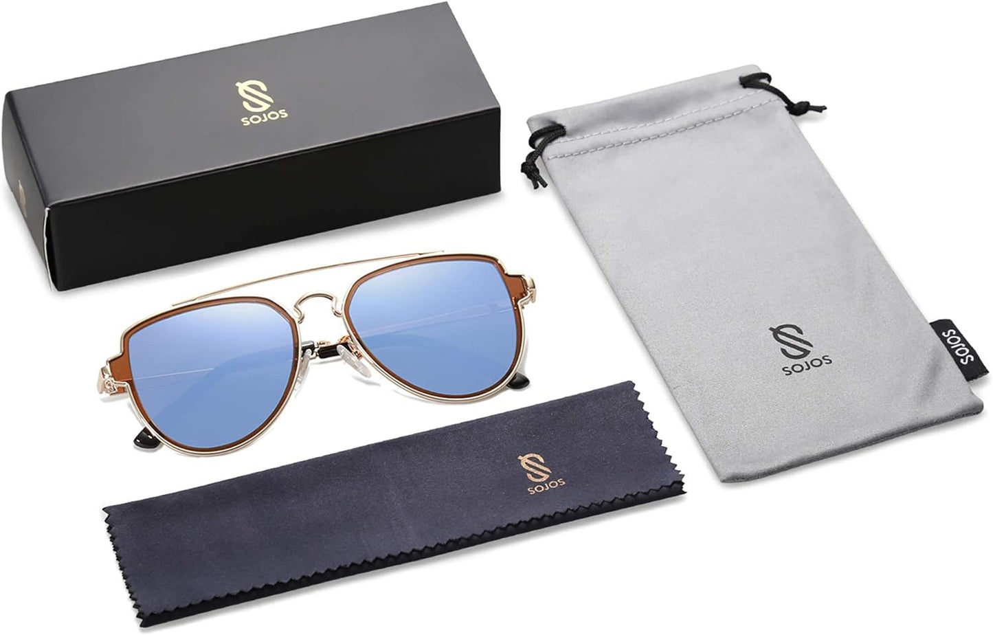 Retro Polarized Double Bridge Sunglasses for Men Women Mirrored Lens SJ1051