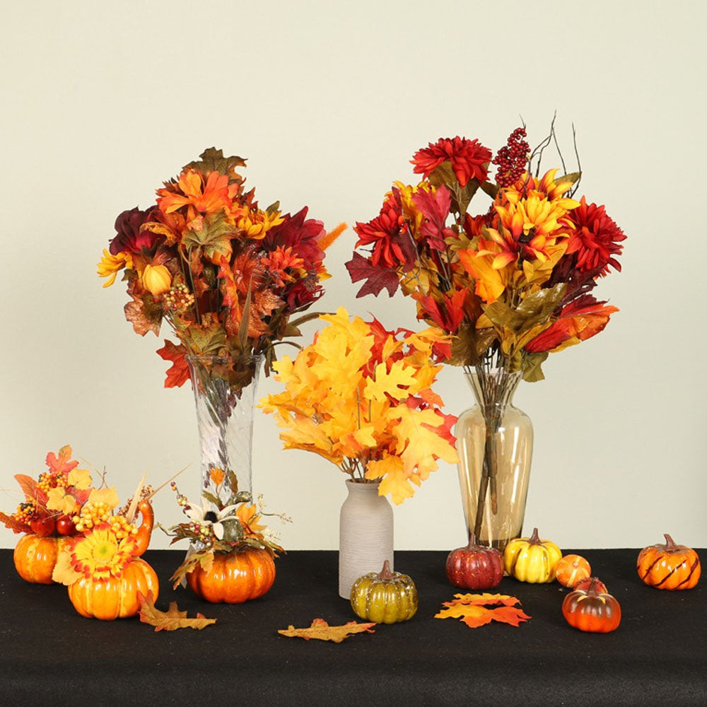 Artificial Potted Fake Plants, Fall Decor Artificial Flowers with Maple Leaves Pumpkin Decor, Fall Home Decor Harvest Halloween Thanksgiving Table Decorations,Style3,G201542