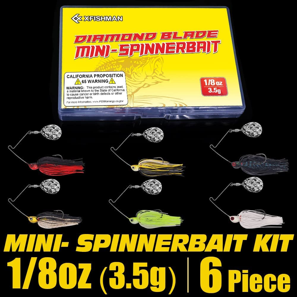 Mini-Spinner-Baits-For-Bass-Fishing-Lures-Colorado-Spinnerbait-Top-Water-Fishing-Lures-Micro-Spinner-Smallmouth-Bass-Lure Small Water Hard Baits Pan Fish Bait Crappie Lures Sets 1/8Oz