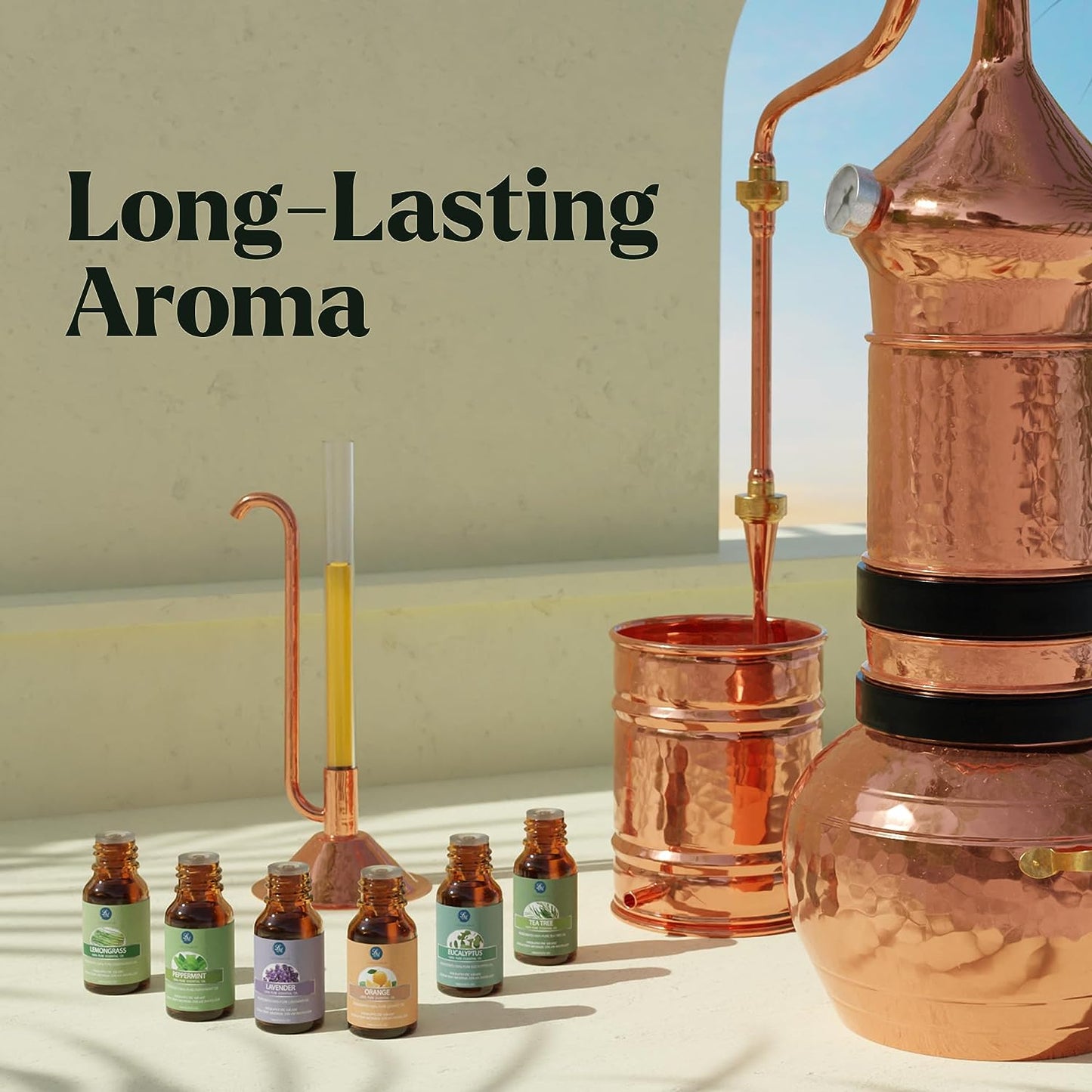 6-Pack W Gift Box | Essential Oils Set, 10Ml, Peppermint, Tea Tree, Lavender, Eucalyptus, Lemongrass, Orange