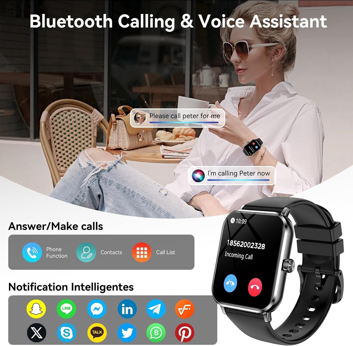 Smart Watch for Men Women, 1.83" HD Touch Screen with Bluetooth Call, IP68 Waterproof, 140+ Sport Modes, Fitness Tracker with Heart Rate & Sleep Monitor, Pedometer, Compatible with Android Iphone