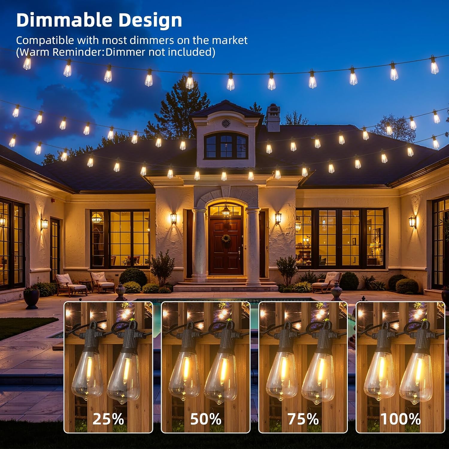 ST38 LED Outdoor String Lights, 240FT Waterproof IP65 Hanging Patio Lights