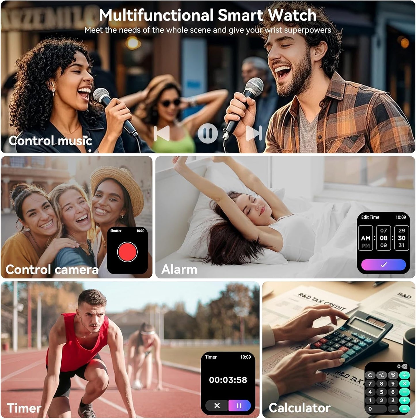 Smart Watch for Men Women, 1.83" HD Touch Screen with Bluetooth Call, IP68 Waterproof, 140+ Sport Modes, Fitness Tracker with Heart Rate & Sleep Monitor, Pedometer, Compatible with Android Iphone