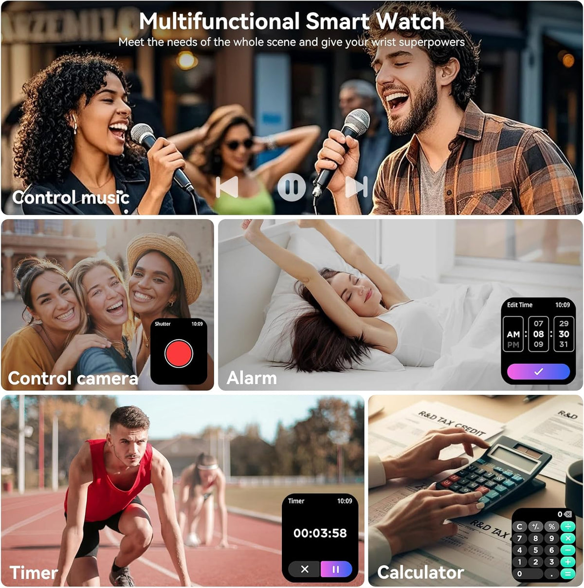 Smart Watch for Men Women, 1.83" HD Touch Screen with Bluetooth Call, IP68 Waterproof, 140+ Sport Modes, Fitness Tracker with Heart Rate & Sleep Monitor, Pedometer, Compatible with Android Iphone