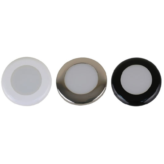 Scandvik A3C Downlight Kit - Warm White w/SS, White,  Black Trim Rings [41290P]