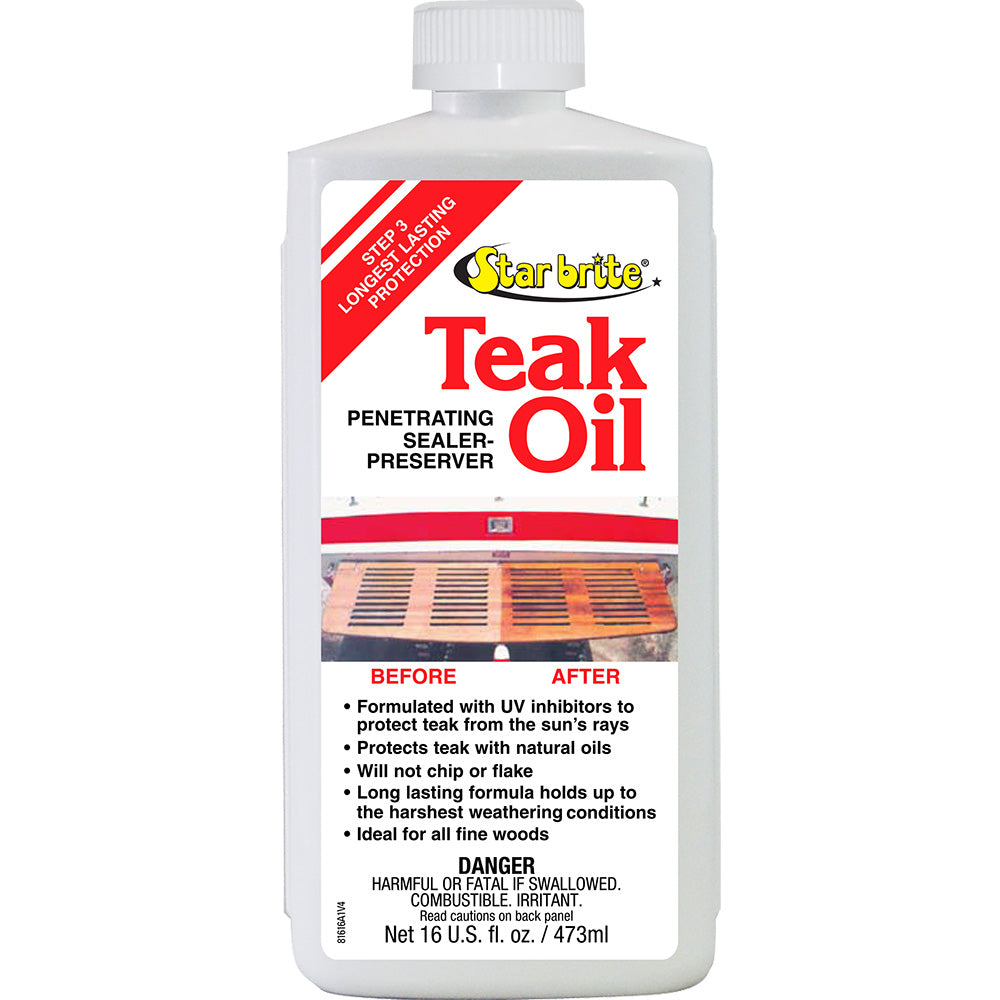 Star brite Teak Oil - Long Lasting, Penetrating, Sealer,  Preserver w/UV Inhibitors - 16 oz [81616]
