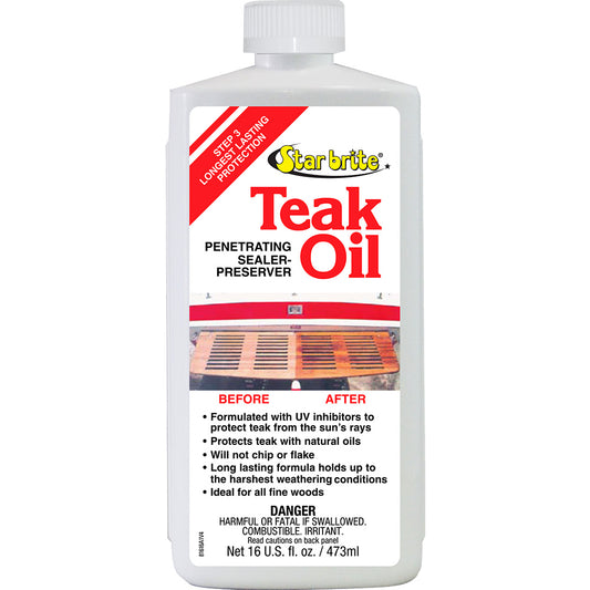 Star brite Teak Oil - Long Lasting, Penetrating, Sealer,  Preserver w/UV Inhibitors - 16 oz [81616]