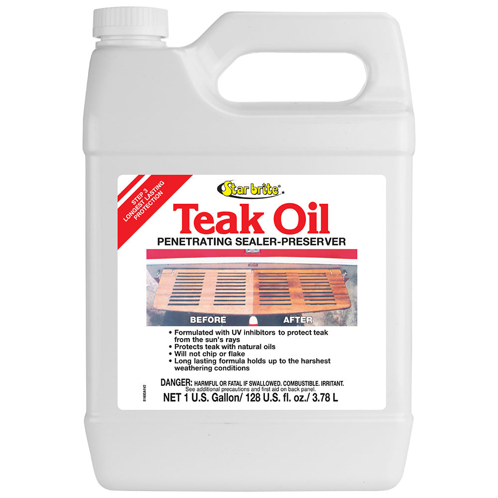 Star Brite Teak Oil - Long Lasting, Penetrating, Sealer,  Preserver w/UV Inhibitors - 1 Gallon [81600]