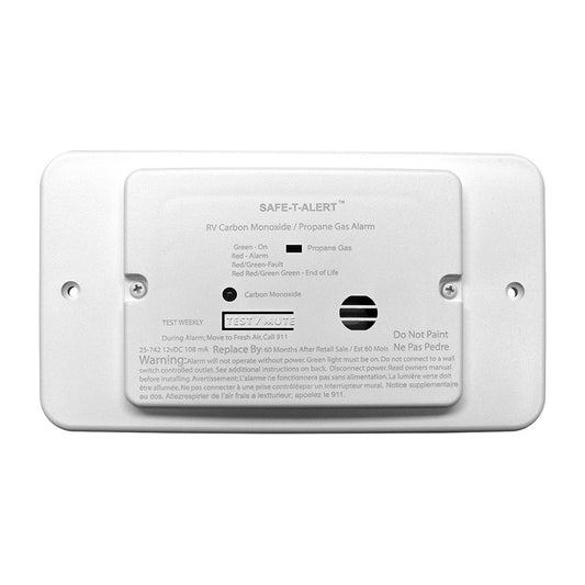 Safe-T-Alert 25 Series Flush Mount Dual Carbon Monoxide/Propane Alarm w/Trim Ring - White - 12V Hard Wire [25-742-TR-WT]