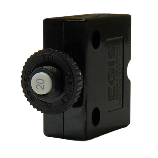 Egis 20A Push Button Panel Mount Circuit Breaker - Spade Terminal [4711-20]