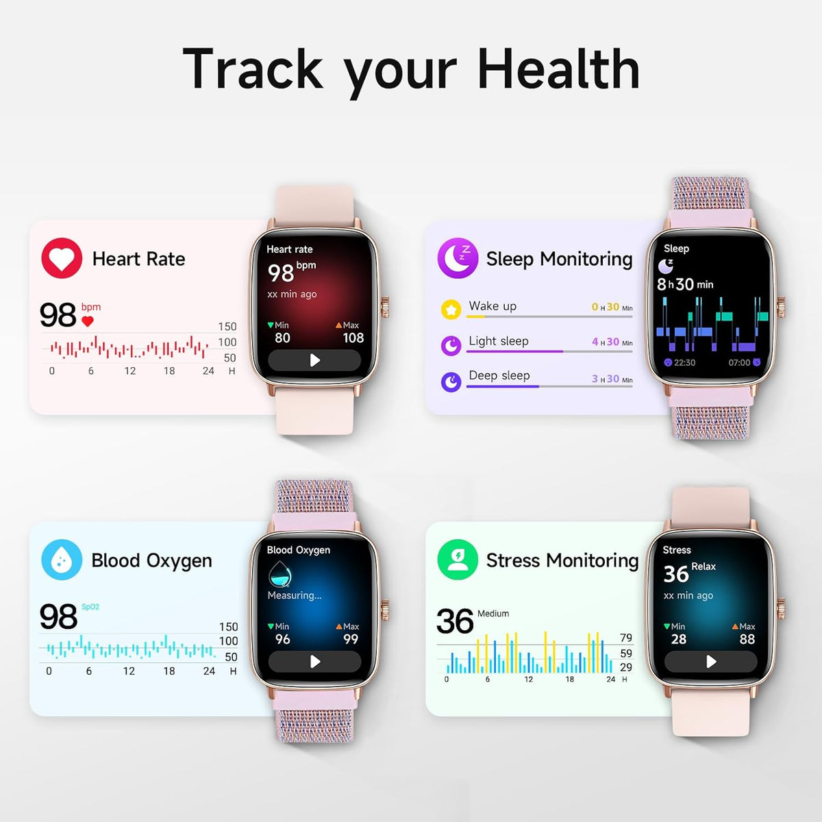 Smart Watch for Women, 1.85" HD Smartwatch (Answer/Make Calls), 2 Bands