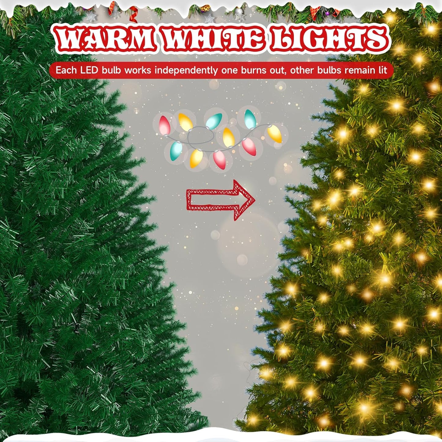 Premium Pre-Lit 7.5FT Classic Artificial Holiday Christmas Tree W/1,450 Branch Tips,400 LED Lights for Home,Office,Party Decoration