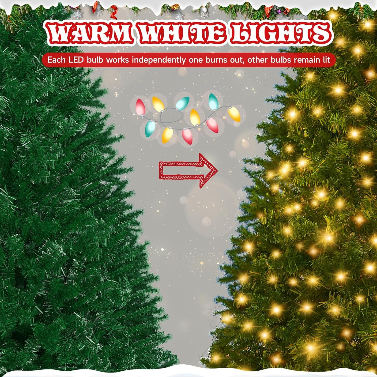 Premium Pre-Lit 7.5FT Classic Artificial Holiday Christmas Tree W/1,450 Branch Tips,400 LED Lights for Home,Office,Party Decoration