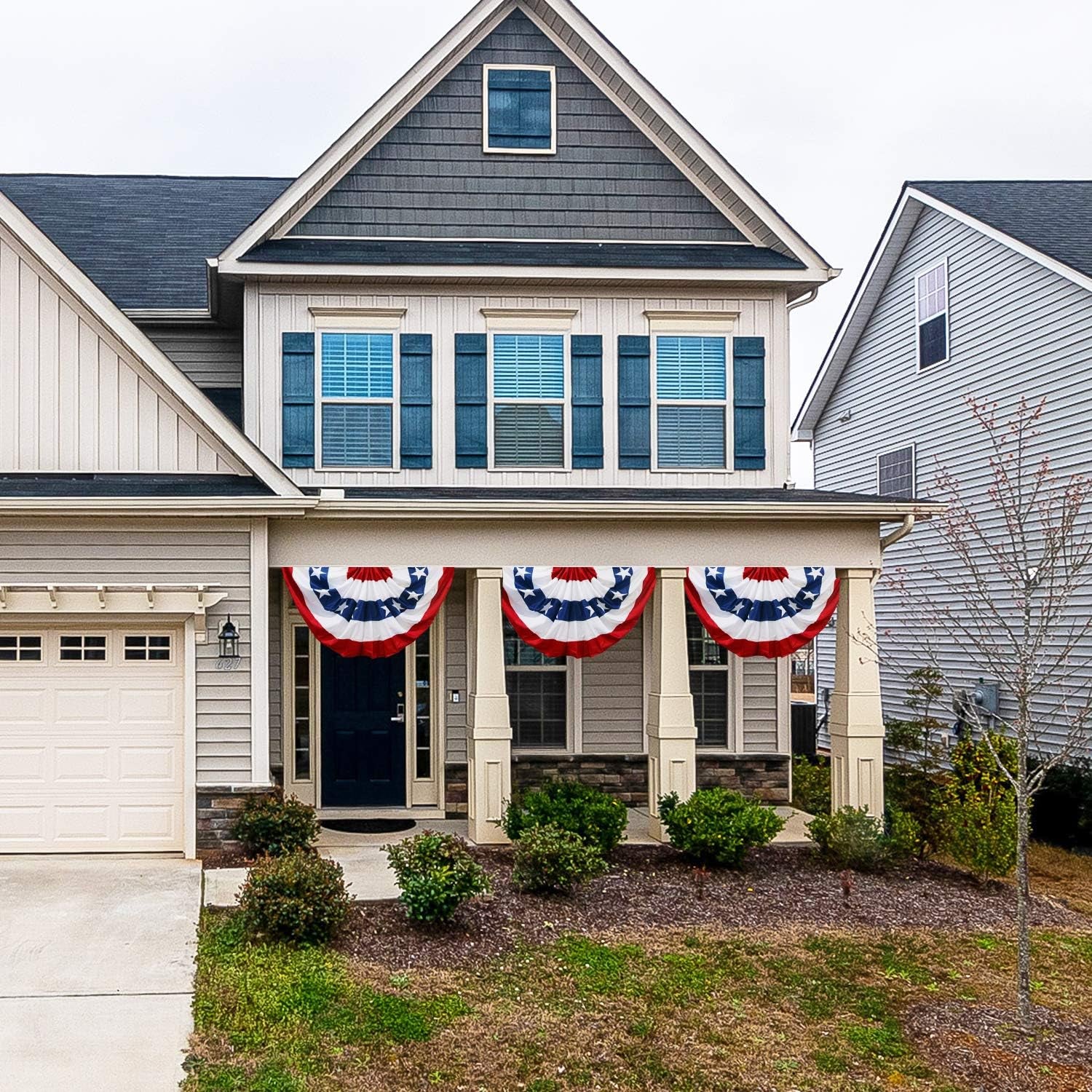 American Flags Bunting 3X6,4Th of July Decorations Outdoor,Fourth of July Bunting Flag Banners,Usa Flags Pleated Fan Flag,Patriotic Bunting for Outside,Red White and Blue Buntings Decorations