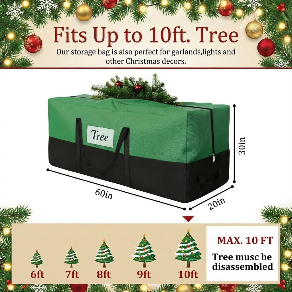 Christmas Tree Storage Bag, Fits 10-12 Ft Artificial Trees, Green