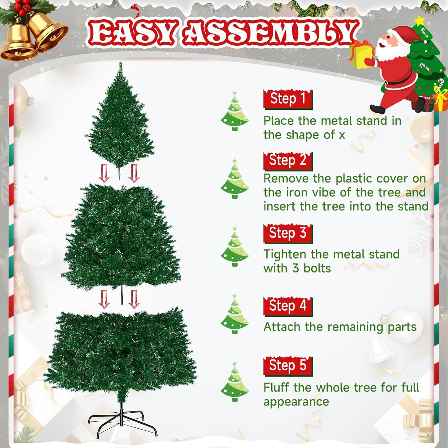 Premium Pre-Lit 7.5FT Classic Artificial Holiday Christmas Tree W/1,450 Branch Tips,400 LED Lights for Home,Office,Party Decoration
