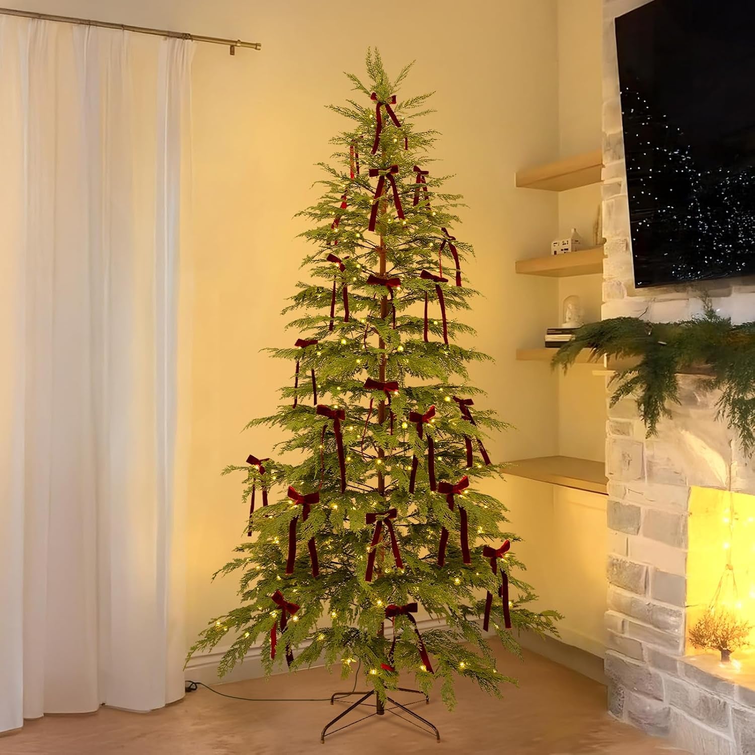 Christmas Decorations - 7.5 Ft Pre-Lit Twinkle Christmas Cypress Tree