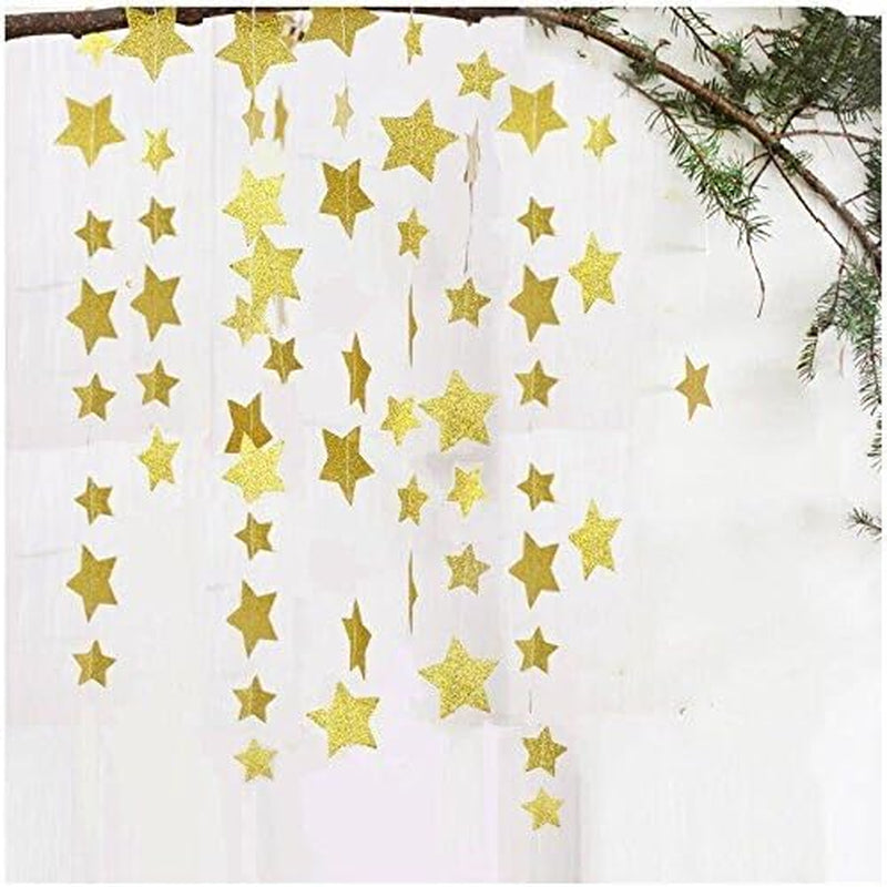 3-Pack Gold Star Garland Banner – Graduation Decorations 2026, Twinkle Twinkle Little Star Decorations for Christmas, Baby Shower & Birthday, 4" X 13Ft Each, Holiday Party Hanging Decor