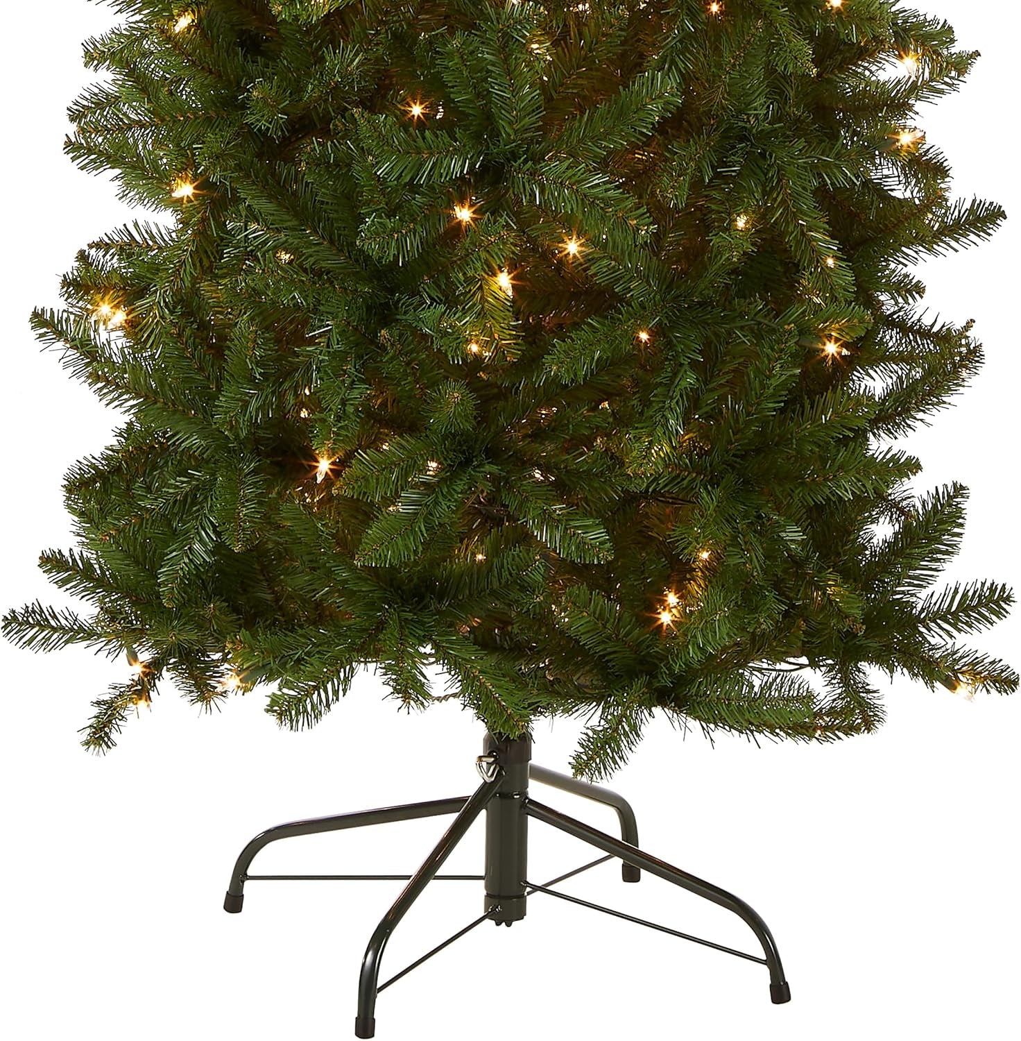 Artificial Pre-Lit Slim Christmas Tree, Green, Kingswood Fir, White Lights, Includes Stand, 9 Feet