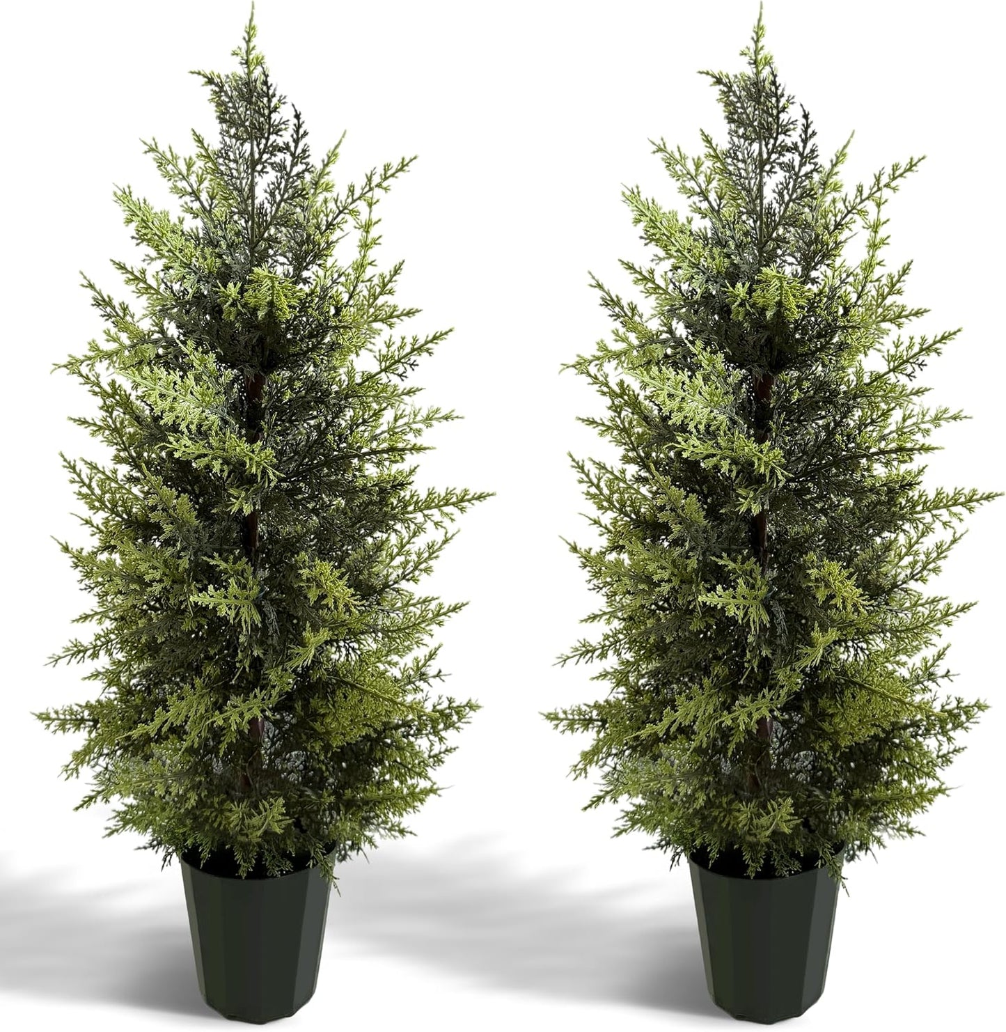3FT Artificial Cedar Christmas Topiary Tree, 2 Pack Potted Pine Tree