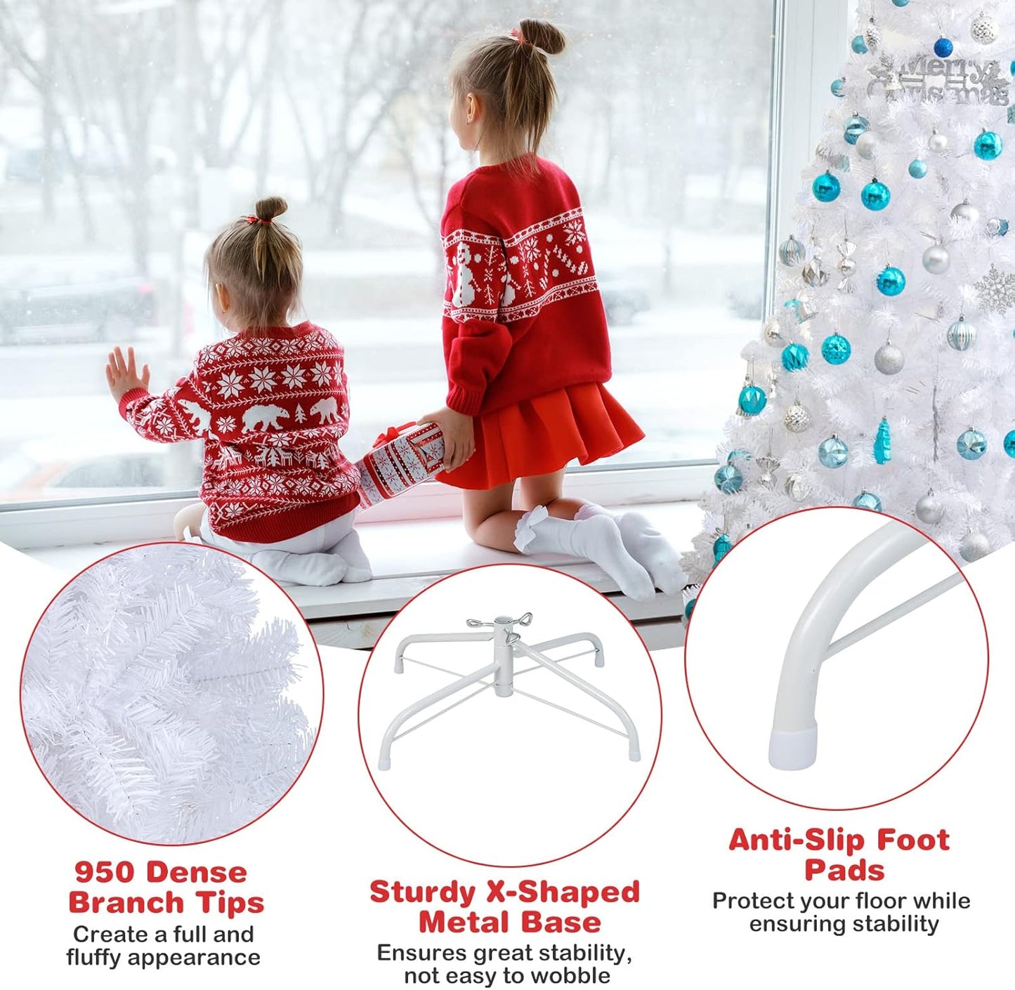 7Ft-Artificial-Pvc-Christmas-Tree-W-Stand-Holiday-Season-Indoor-Outdoor-White