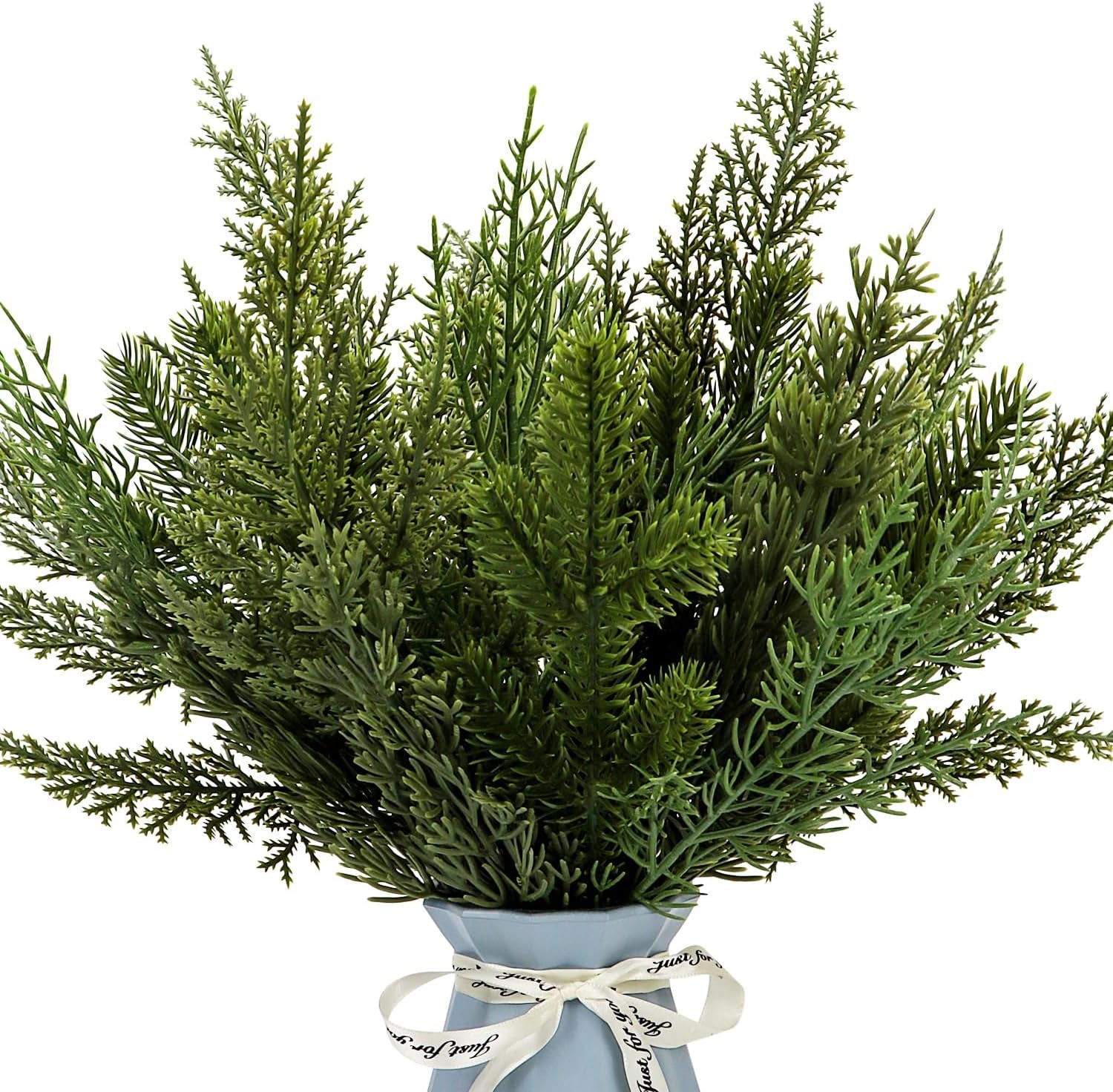 40 Pcs Artificial Pine Branches Assorted Faux Pine Stems Cedar Leaves Needle Sprigs Plastic Fake Christmas Greenery Pine Picks for Xmas Tree Wreaths Garlands DIY Accessories Home Decor (40, Green)