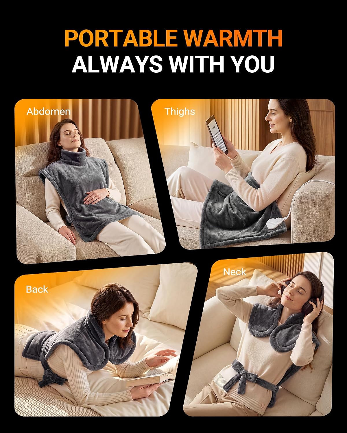 Electric Heating Pad for Neck Shoulder: 33X24In, ETL Certified