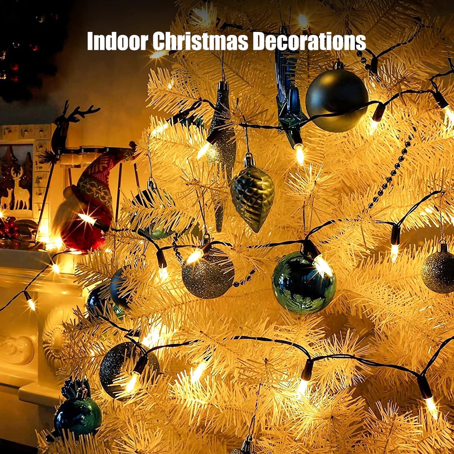Christmas Lights Clear White 100 Count Incandescent Lights UL Certified Connectable Christmas Tree Lights with Green Wires for Indoor Outdoor Xmas, Wedding, Holiday, Party, Home Decorations